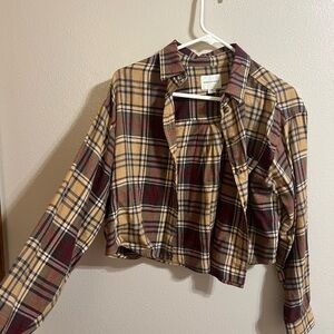 American Eagle Cropped flannel Shirt